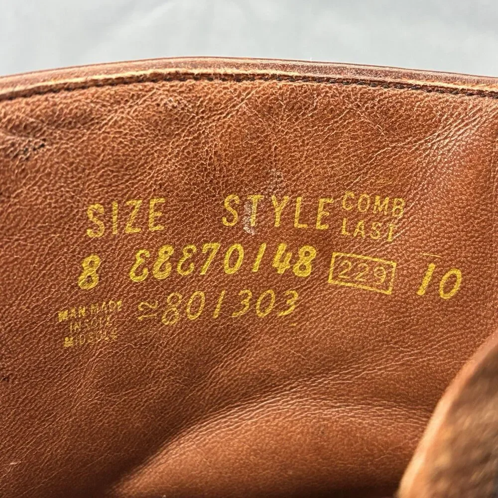 Vintage Freeman Brown Leather Ankle Boots Men’s Size 8 Side Zip Dress Boots USA